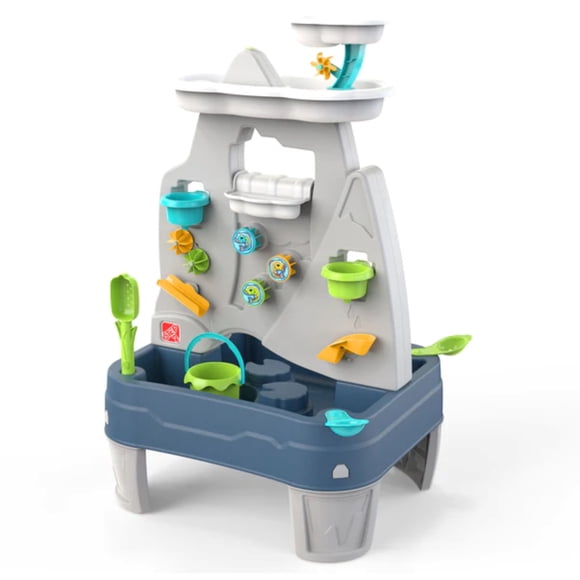 Step2 Misting Mountain & Waterfall Water Table with 21-Piece Accessory Set, Plastic, Ages 18 Months–5 Years, Gray