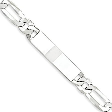 925 Sterling Silver 10.00MM Figoro Link ID Bracelet 8.50 Inches