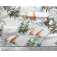 thumbnail image 2 of Soimoi White Modal Satin Fabric Fox & Pine Tree Print Fabric by the Yard 42 Inch Wide, 2 of 5