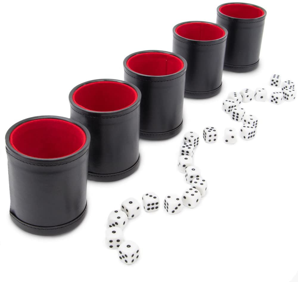 Bundle of 5 Professional Dice Cups – Red Felt-Lined, Quality 