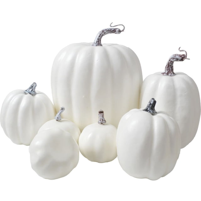 Thanksgiving Foam Pumpkin Decoration Set 7 Piece Artificial Pumpkins for Table Home Indoor Party Fall Decor