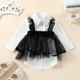 thumbnail image 3 of Douhoow Kid Girl 2 Piece Clothes, Long Sleeve Button Down White Shirt+Black Tulle Dress, 3 of 7