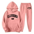 thumbnail image 4 of sususu Mens Suits Slim Fit,Letter Graphic Hooded Sweatshirt and Jogger Pants Casual Two Piece Set for Men - Hot Pink, 4 of 5