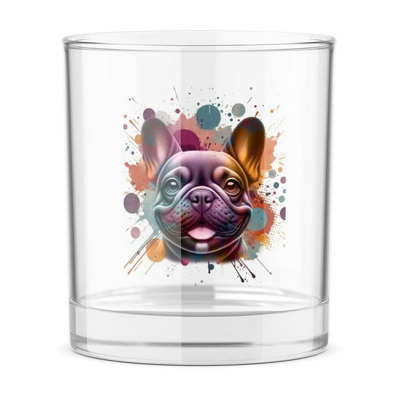 French Bulldog Portrait Watercolor Vintage Retro Styles 11oz Whiskey Glass Mug Dog Lover Gifts Whiskey Cocktail Glasses Cup - 00001