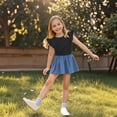 thumbnail image 6 of Thin Cute Plain Casual Tshirts for Girl Summer Fall Ruffle Short Sleeve Boat Neck Spandex Tops T shirt Girl 2026 Clothing Fashion, 6 of 8
