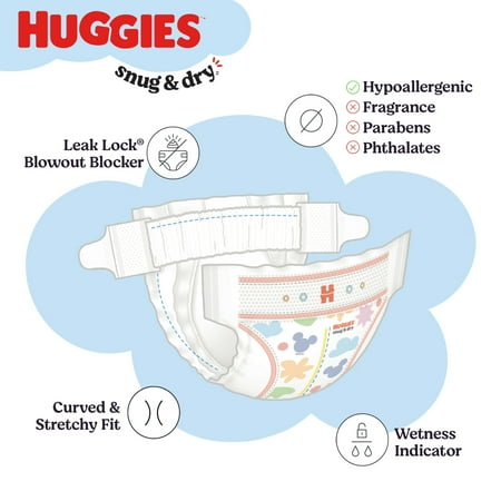 Huggies Snug & Dry Baby Diapers, Size 1 (8-14 lbs), 128 Count (Select for More)