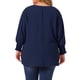 thumbnail image 3 of Blusas de Chiffon de Talla Grande para Mujeres Agnes Orinda, con Mangas Largas de Murciélago y Volantes, Camisas Sueltas Casuales 4X Azul Marino, 3 of 6