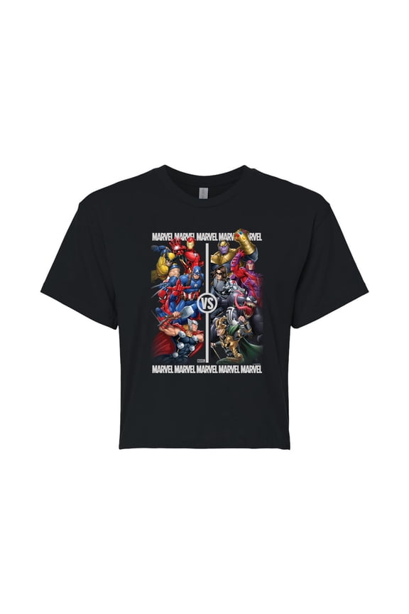 - Heroes Vs Villains - Juniors Cropped Graphic T-Shirt