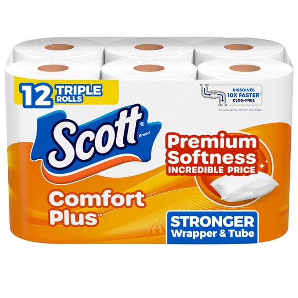 Papel Higiénico Scott ComfortPlus 12 Rollos Triples 1 Capa