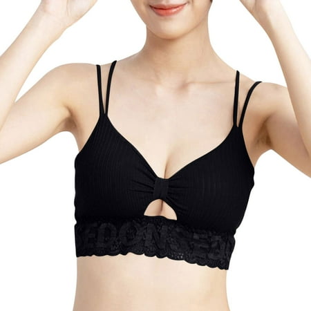 DQRPSEETB Wireless Bras for Large Breasted Women Casual Lace Bra Women Sports Bra Tops for Top Fitness Yoga Female Pad Sportswear Vest Tank Tops Sport Push Up Bralette Blouse Top Black