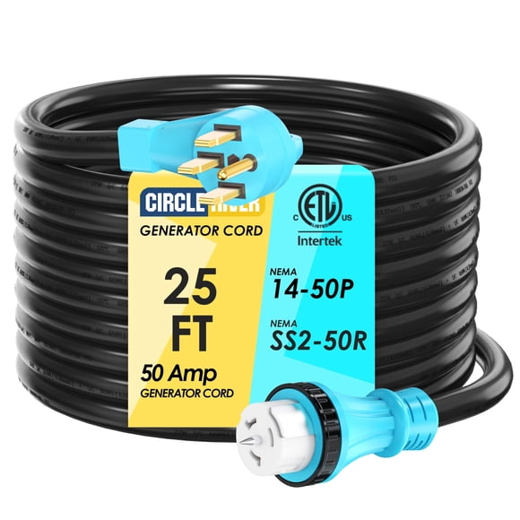 Cable de extensión para generador CircleRiver, 50 amperios, 25 pies, 125/250 V