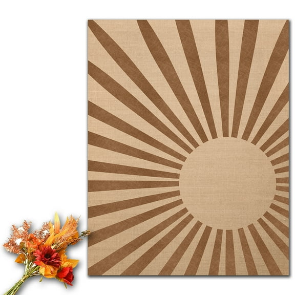 Villa Posh Boho Wall Art Print - Neutral Mid Century Modern Poster Rising Sun - Minimalist Abstract 11x14 Unframed