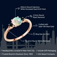 thumbnail image 2 of Gem Stone King 10K Rose Gold White Simulated Opal Black Diamond and White Diamond Accent 3-Stone Engagement Ring for Women | 0.47 Cttw | Wedding Engagement Anniversary Promise Ring | Size 7, 2 of 6