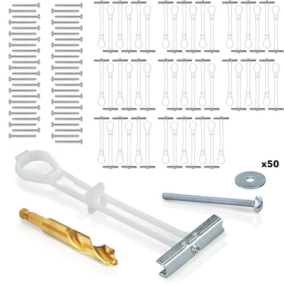 Elephant Metal Stud Anchors | 200lbs Drywall Anchor | 50 Pack 1 Drill Bit