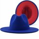 thumbnail image 1 of Sombrero de copa de lana de color exterior, color camello interior, sombrero rojo estilo jazz, sombrero de fieltro de cachemira, 1 of 6