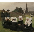 thumbnail image 2 of Dagnan-Bouveret, Pascal 29x26 Gold Ornate Wood Framed with Double Matting Museum Art Print Titled - Breton Women at a Pardon, 2 of 4