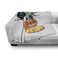 thumbnail image 3 of Fruit Soft Flannel Fleece Blanket, Pineapple Design Tropical Aquerelle Hawaii Foliage with Color Splashes, Cozy Plush for Indoor and Outdoor Use, 60" x 80", Brown Reseda Green Black, by Ambesonne, 3 of 6