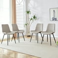 thumbnail image 6 of Set of 6 Light Gray Dining Chairs, Artificial Leather Backrest & Widened Cushion with Black Metal Legs, 6 of 10