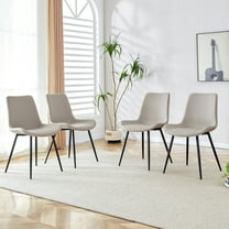 NYEESS Set of 4 Light Gray PU Dining Chairs with Black Metal Legs, Modern Kitchen Seating