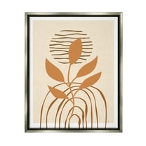 Stupell Industries Earthy Boho Plant Botanical & Floral Painting Gray Floater Framed Canvas Art Print Wall Art, 25 x 31