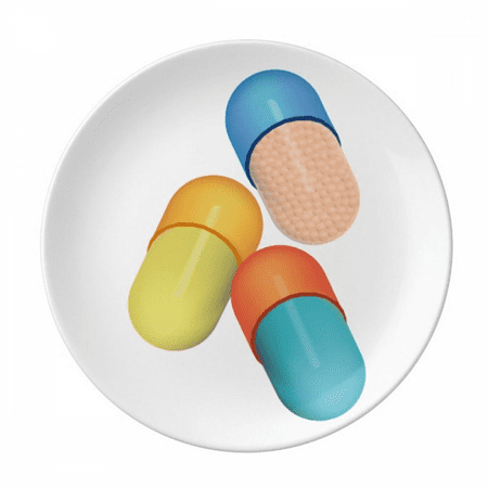 

Health Care Products Capsule Pill Pattern Plate Decorative Porcelain Salver Tableware Dinner Dish