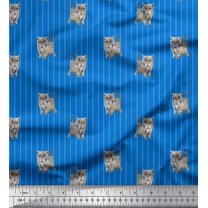 Soimoi Velvet Fabric Stripe & Cat Animal Decor Fabric Printed Yard 58 Inch Wide