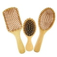 EASTIN 6 Pcs Wood Hair Brush with Wooden Bristles Massage Scalp Comb and Wood Beard Comb for Men