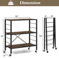 thumbnail image 3 of Costway Kitchen 4 Universal Wheels 3-Tier 30.00 x 14.00 x 34.00 Inches, Black + Rustic Brown, 3 of 9