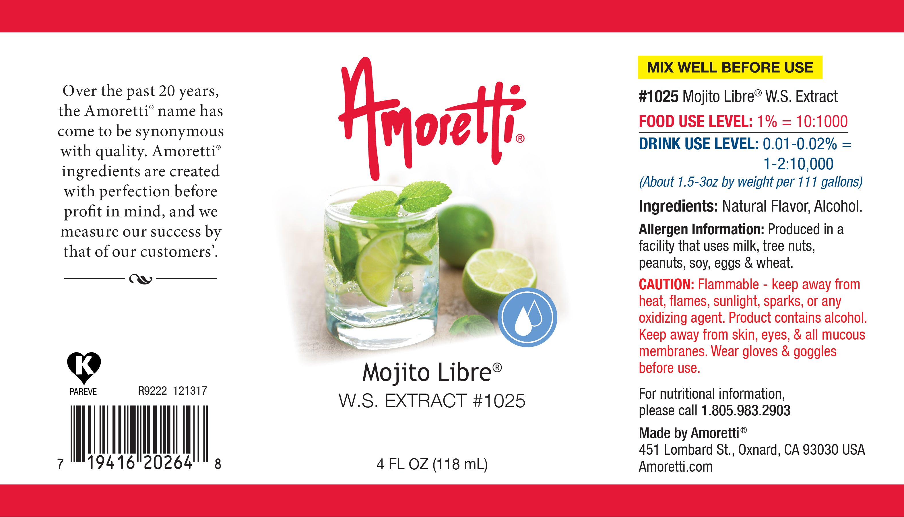 Amoretti Mojito Libre Extract Water Soluble (mint & lime) 43 lbs