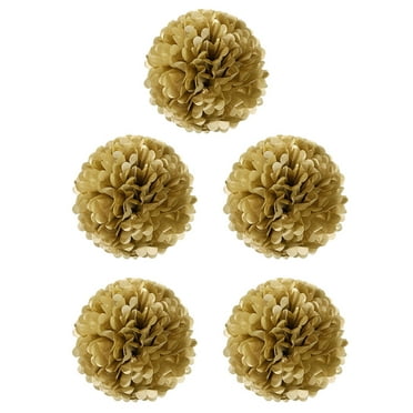 Masteelf 5pcs 8" Gold Tissue Paper Pom Pom Flower Ball