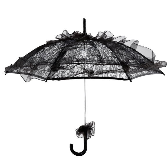 LYUMO Black Color Lace Umbrella Parasol for Lady Women Party Decor Dancing Photography Prop, Wedding Lace Umbrella, Lace Sun Umbrella