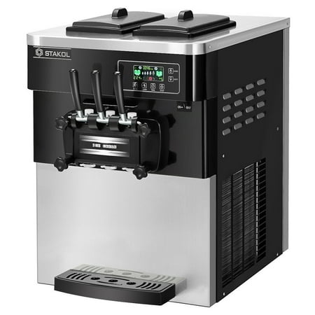 STAKOL 2200W Commercial 3 Flavor Ice Cream Machine Stainless Steel 20-28L/H LCD (Best Blue Bell Ice Cream Flavors)