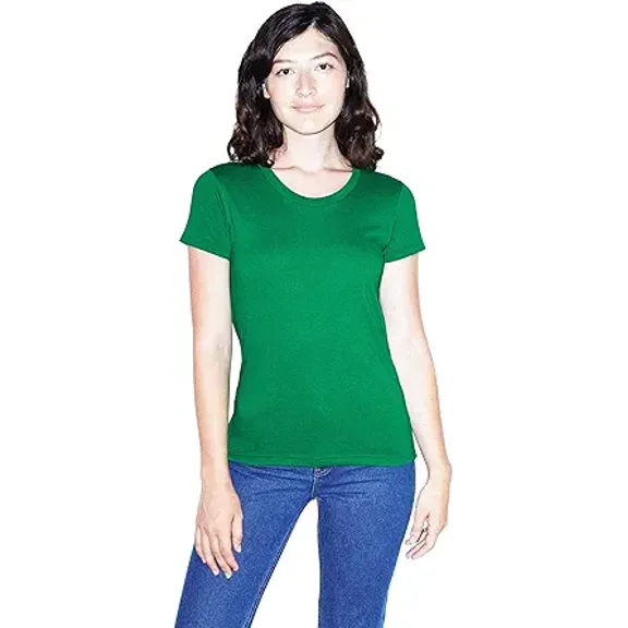 American Apparel Women's 50/50 Classic Crewneck Short Sleeve T-Shirt, Kelly Green, Large