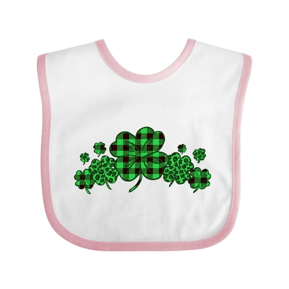 Inktastic St. Patrick's Day Clovers in Plaid Boys or Girls Baby Bib