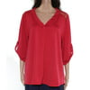 Alison Andrews Blouse Junior V neck Lace-Yoke Stretch Red XL