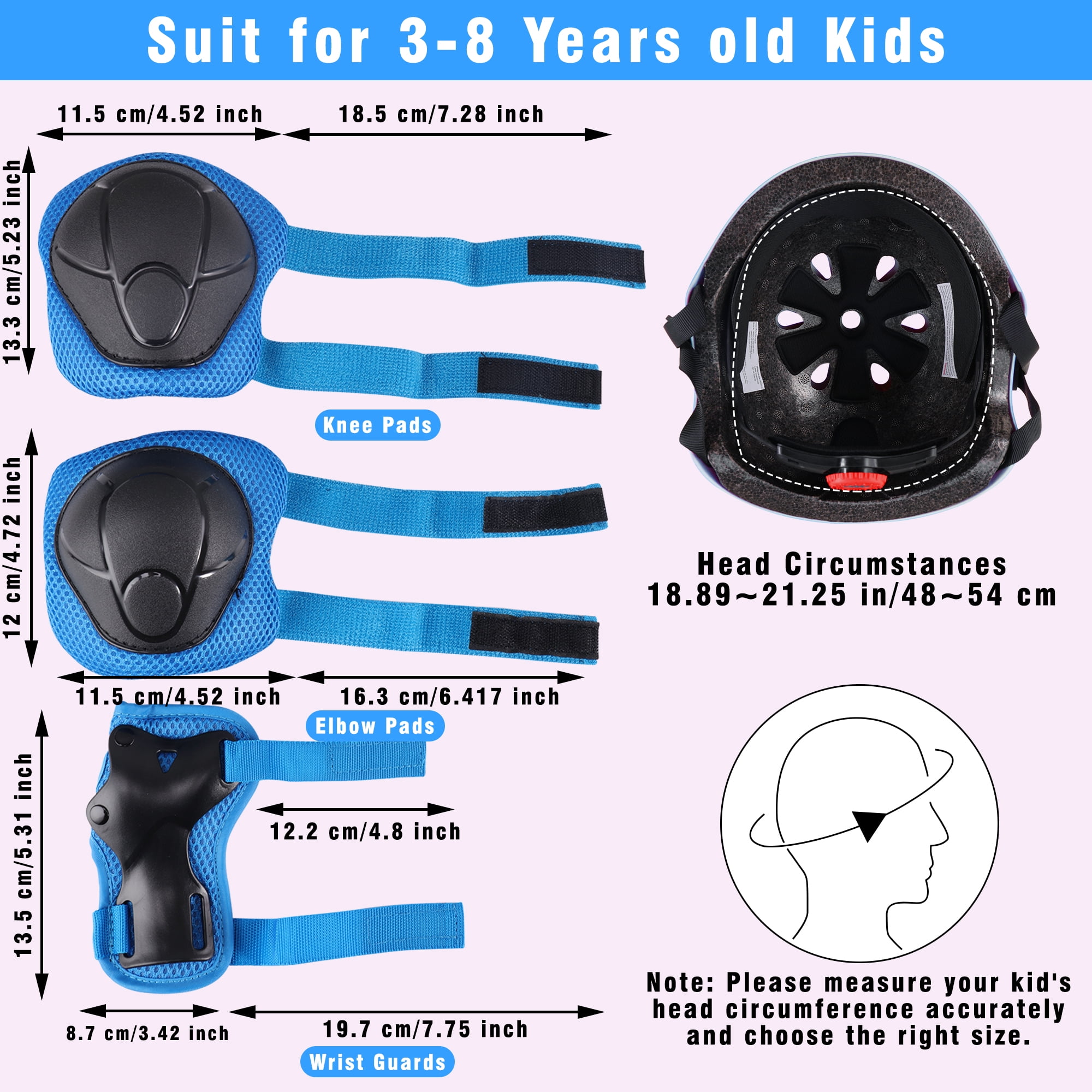 Kids Bike Helmet Set Toddler Helmet for Ages 2-8 Boys Girls with Sports Protective Gear Set