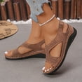 thumbnail image 4 of Brown Women Spring Summer Fish Mouth Thick Heel Slope Heel Sandals Solid Color Design For Daily Wear, 4 of 9