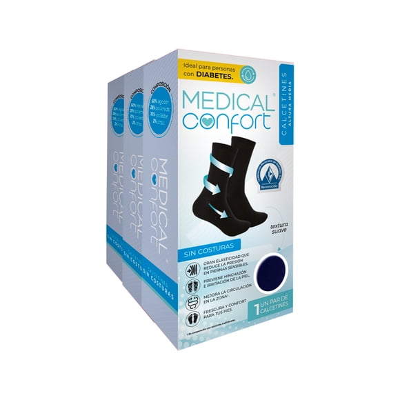 3-pack Calcetín Medical Confort Color Azul