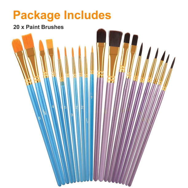Acrylic Paint Brushes Set, EEEkit 20 Pcs Professional Artist Brush Set for Watercolor Oil Gouache, Body and Face Brushes, Rock Painting, Perfect Art Supplies for Kids, Beginners, Professionals - Walmart.com
