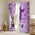 thumbnail image 3 of jejeloiu Leopard Cheetah Pattern Curtains and Drapes,Purple Glitter Print Black Out Curtains,Beauty Butterfly Butterflies Curtains Pack of 2 (52x63 Each) For Boys Girls,Luxury Bedroom Decor, 3 of 6