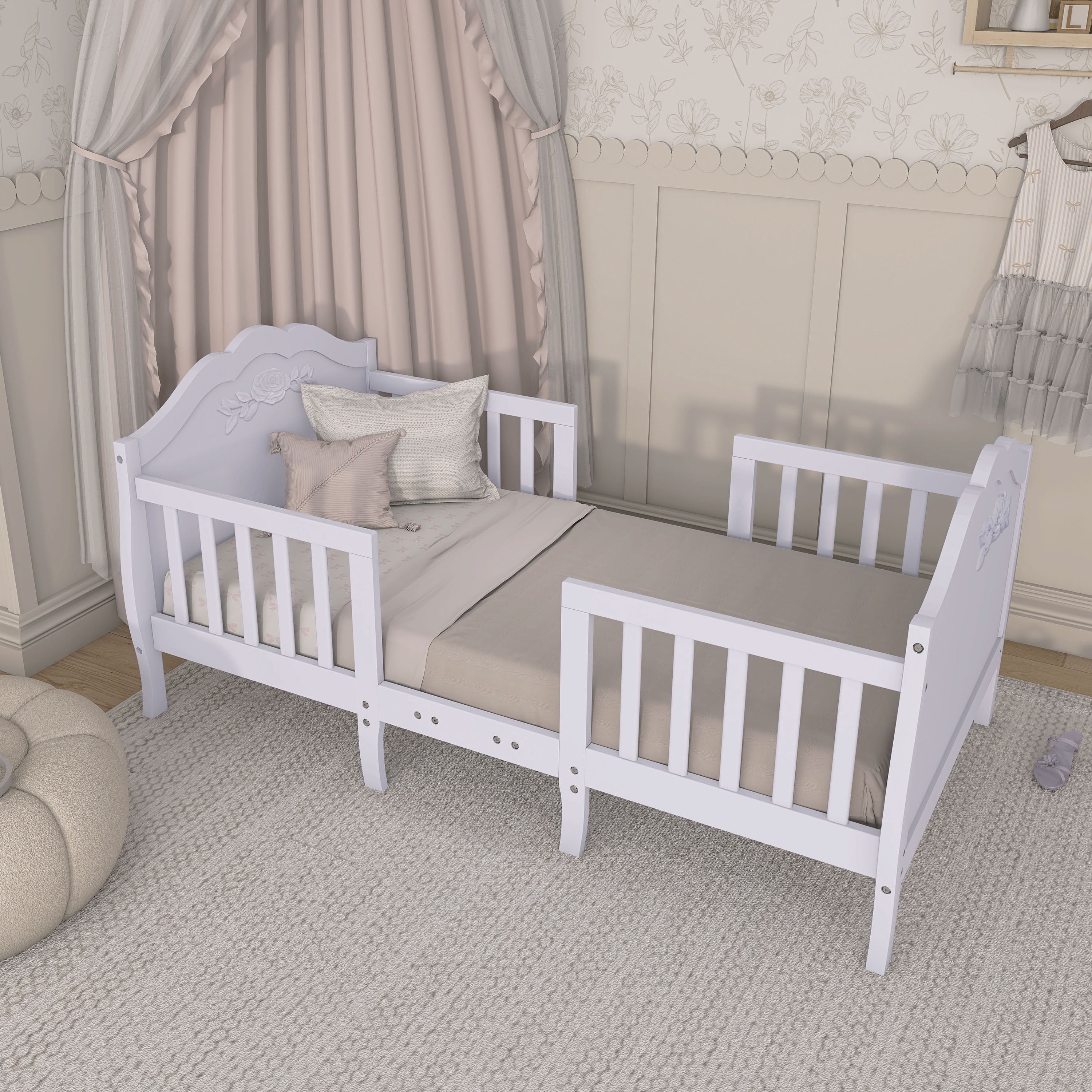 Dream On Me Rose 3-in-1 Convertible Toddler Bed, Greenguard Gold and JPMA Certified, Lavender Ice