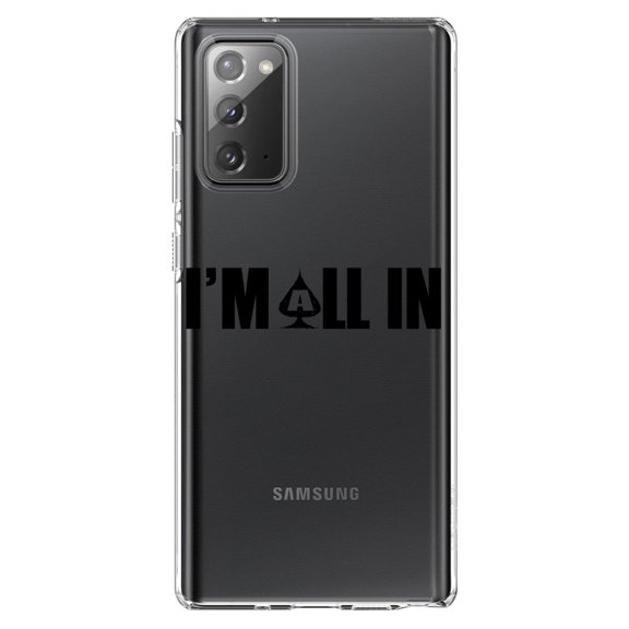 DistinctInk Clear Shockproof Hybrid Case for Galaxy Note 20 ULTRA (6.9" Screen) - TPU Bumper Acrylic Back Tempered Glass Screen Protector - I'm All In - Poker Casino Cards Gambling