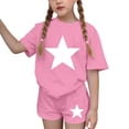 thumbnail image 4 of Girls Summer Outfits 2 Piece Clothes Solid Color Short Sleeve Top and Casual Short Sets Activewear Pink 11-12Years, 4 of 7