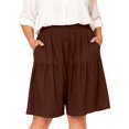 thumbnail image 2 of Endives Women's Shorts Solid Color Loose Summer Bermuda Short Knee Length Elastic Waist Beach Lounge Workout Casual Long Short Wide Leg Shorts, 2 of 6