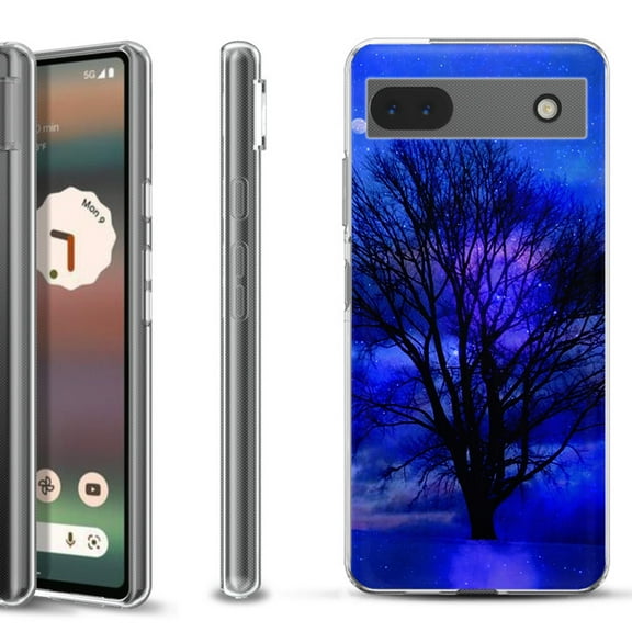 Slim-Fit Gel TPU Phone Case for Google Pixel 6a, by OneToughShield ® - Night Tree