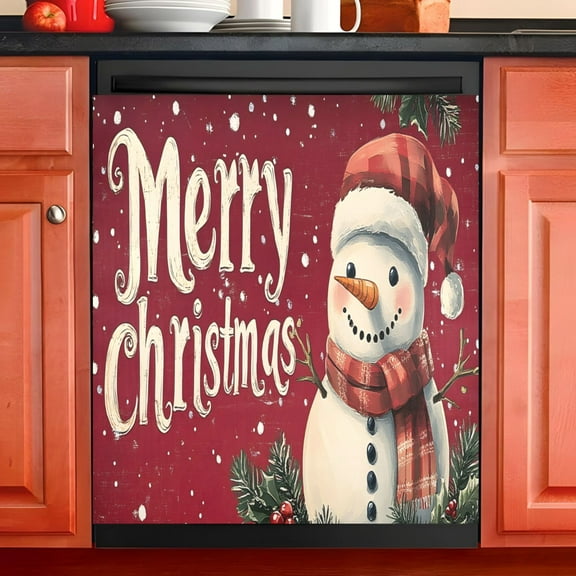 Ryvnso Snowman Santa Christmas Dishwasher Magnetic Refrigerator Magnet Cover Kitchen Home Decorative 23"x26"