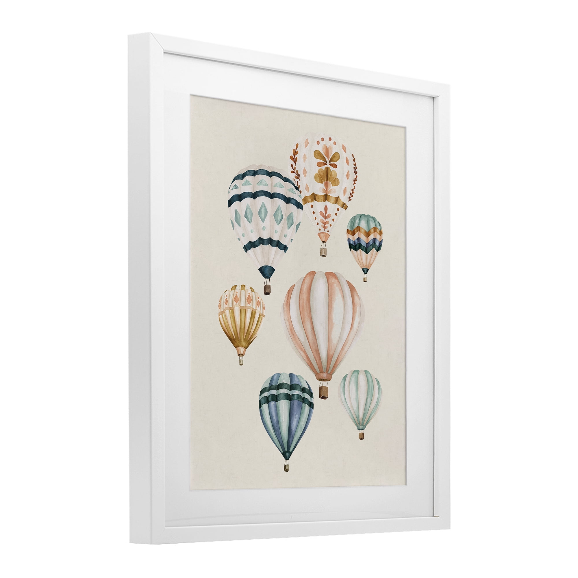 Stupell Industries Wanderlust Hot Air Balloons White Framed Print Under Glass, design by Bethany Sandoval