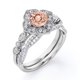 thumbnail image 4 of JeenMata Anillo Nupcial Art Déco 1,5 ct Flores Milgrain Redondo Rosa Melocotón Pavé Cruzado Morganita Moissanita Plata Baño Oro Blanco 18 K, 4 of 6