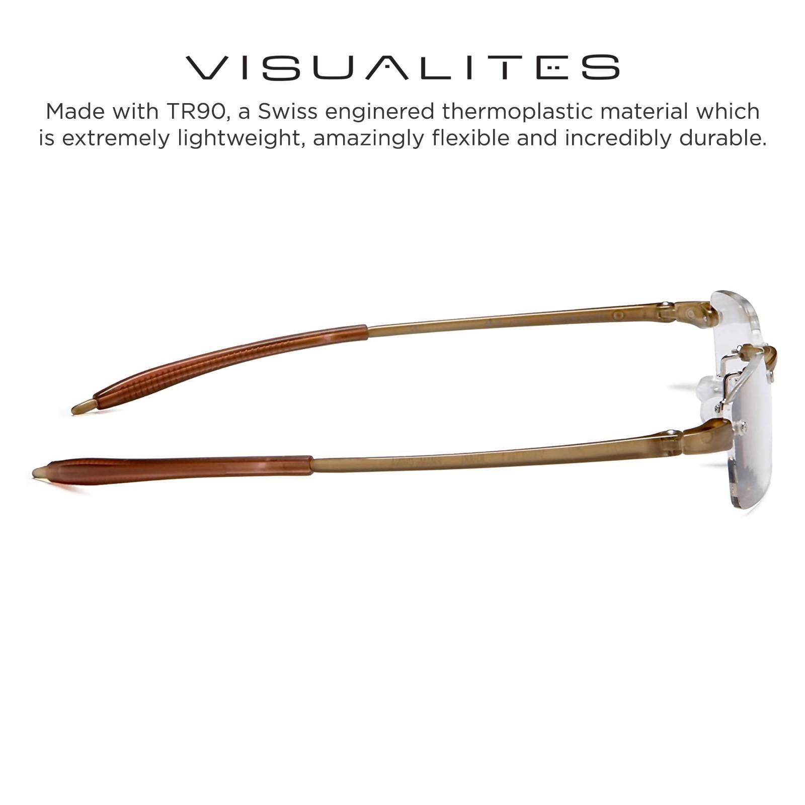 Visualites 1 Khaki 1.00 Power Lightweight Rimless Rectangle Reading Glasses For Men and Woman