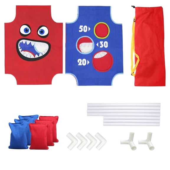 Oioii Double Sided Portable Cornhole Boards Bag Toss Game Set Durable Plastic Outdoor Indoor Throwing Game for Family Leisure Party Yard Park Camping Beach Activity,As Shown